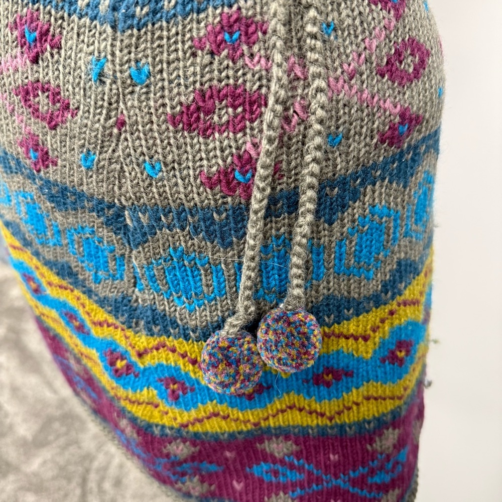 Cozy Patterned Knit Mini Skirt - Teal, Olive & Plum - Picture 4 of 10